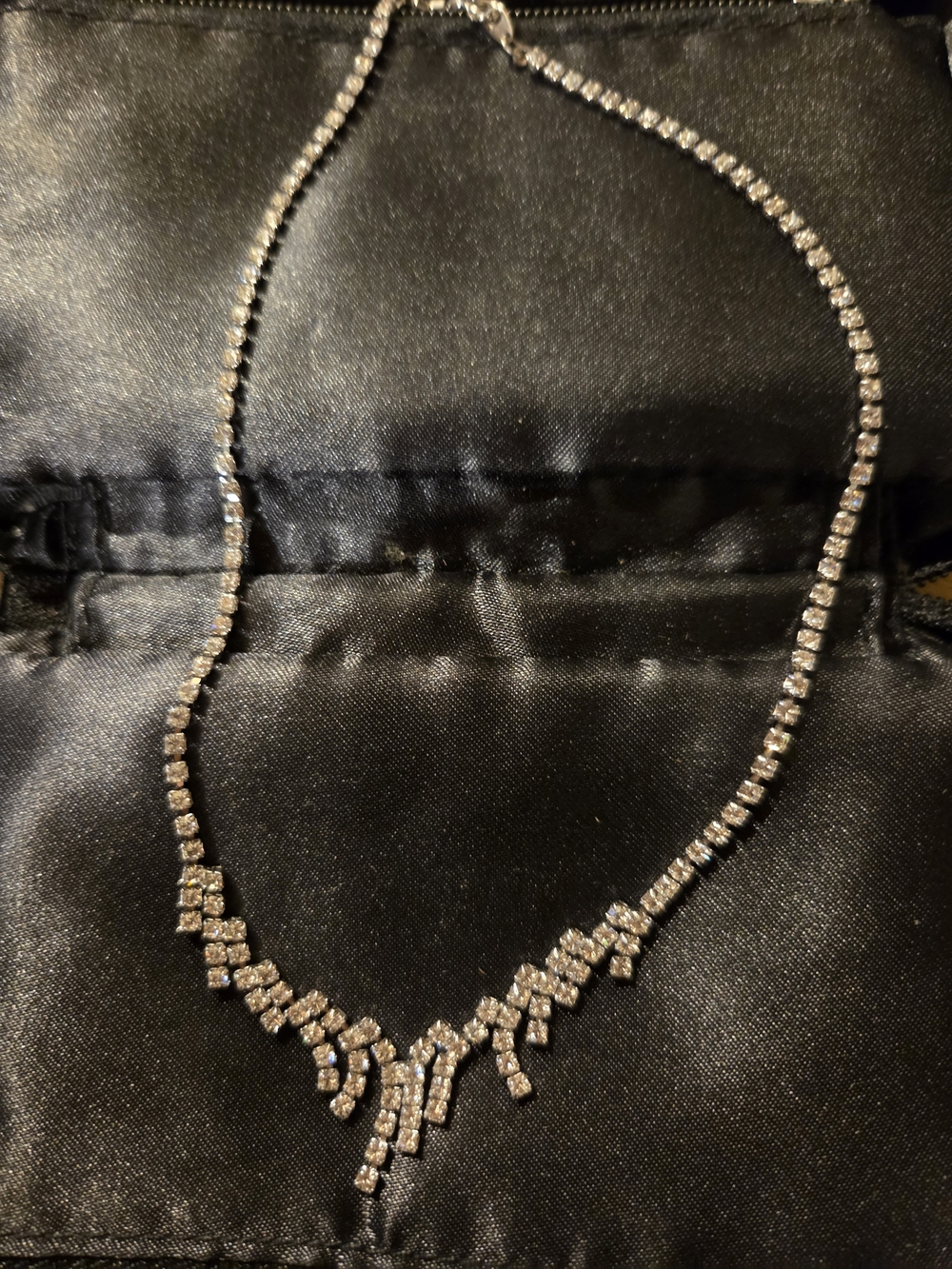 Silver-Tone Crystal Drop Necklace - Elegant Women's Jewelry